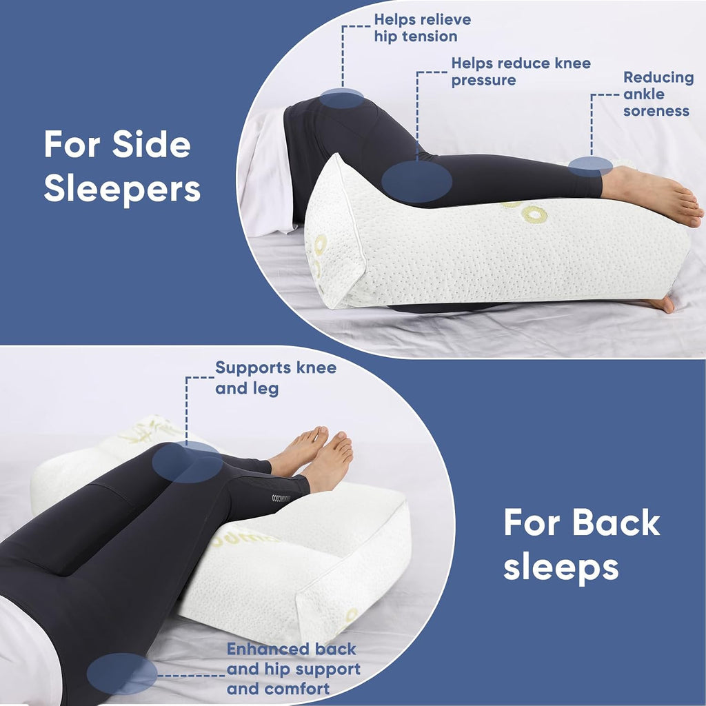 MINUPWELL 6.5" Knee Pillow for Side Sleepers - 100% Shredded Memory Foam Leg Pillow for Side Sleeping - Between Leg & Under Hip Pillow…