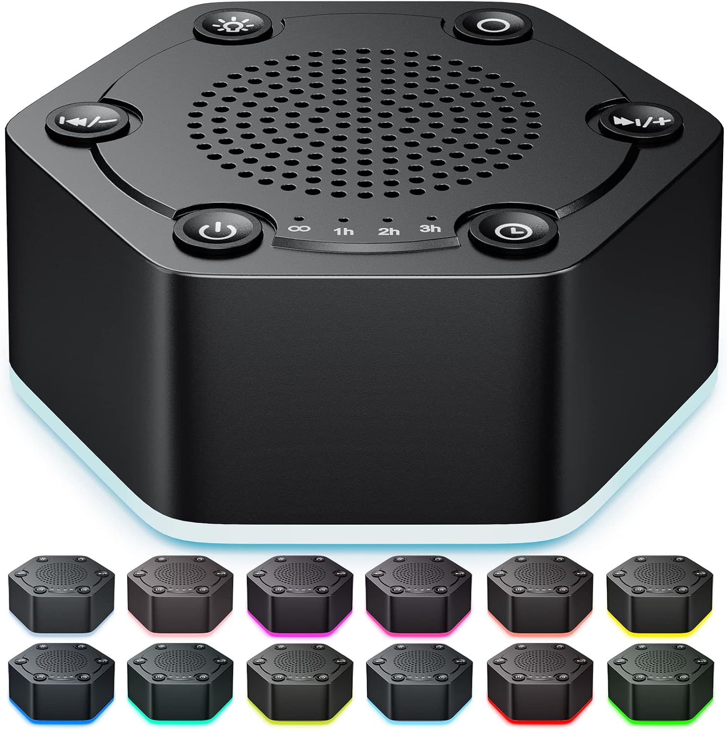 WowSleep High Fidelity White Noise Sound Machines with 30 Unique Non-Looping Soothing Sounds 12 Colors Night Light 4 Timers 10-Level Bright…