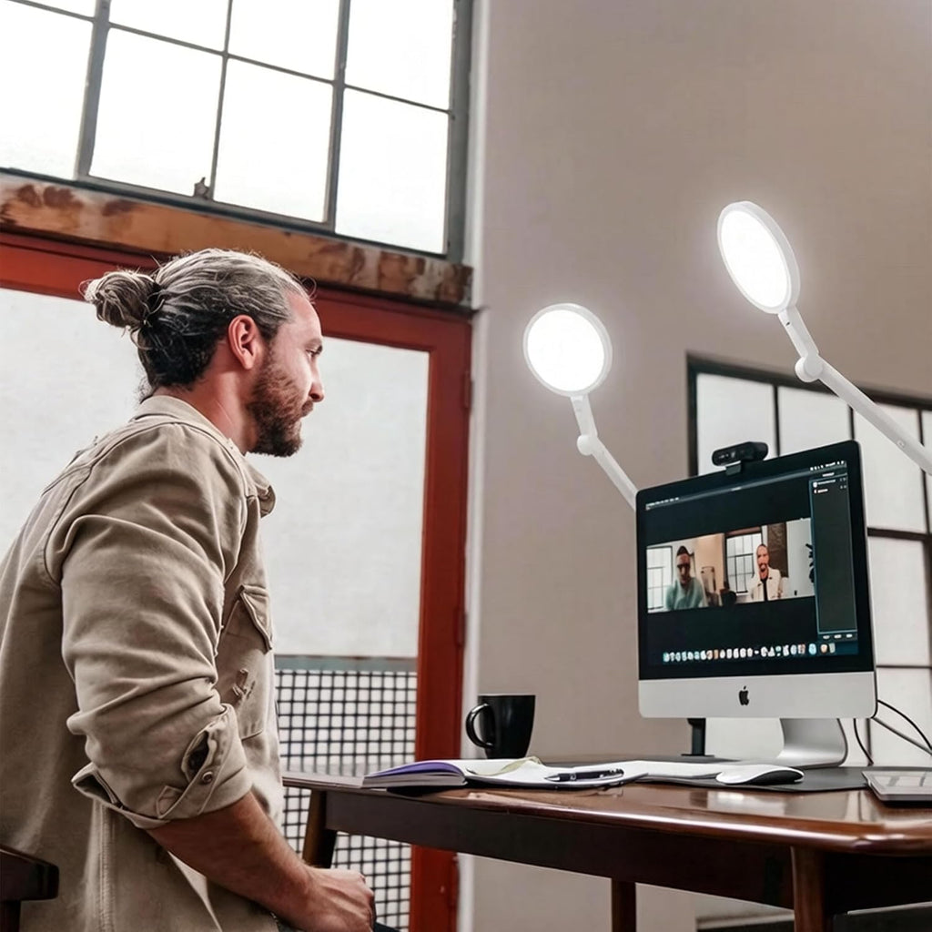 LUME CUBE Edge 2.0 LED Desk Lamp | Dimmable Home Office Desk Light with USB Charging Port & Strong Swing Arm | Adjustable Color…