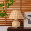 Rattan Small Bedside Mini Table Lamp for Bedroom, Boho Bedroom Lamps for Nightstand, Farmhouse Mini Table Lamps for Small Spaces with…