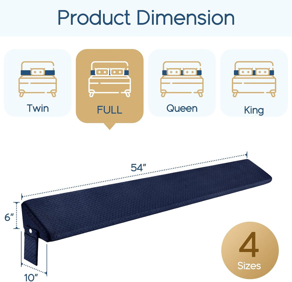Homemate Full Size(54"x10"x6") Bed Wedge Pillow for Headboard - Upgraded Bed Gap Filler Full Between Mattress and Headboard - Pillow…