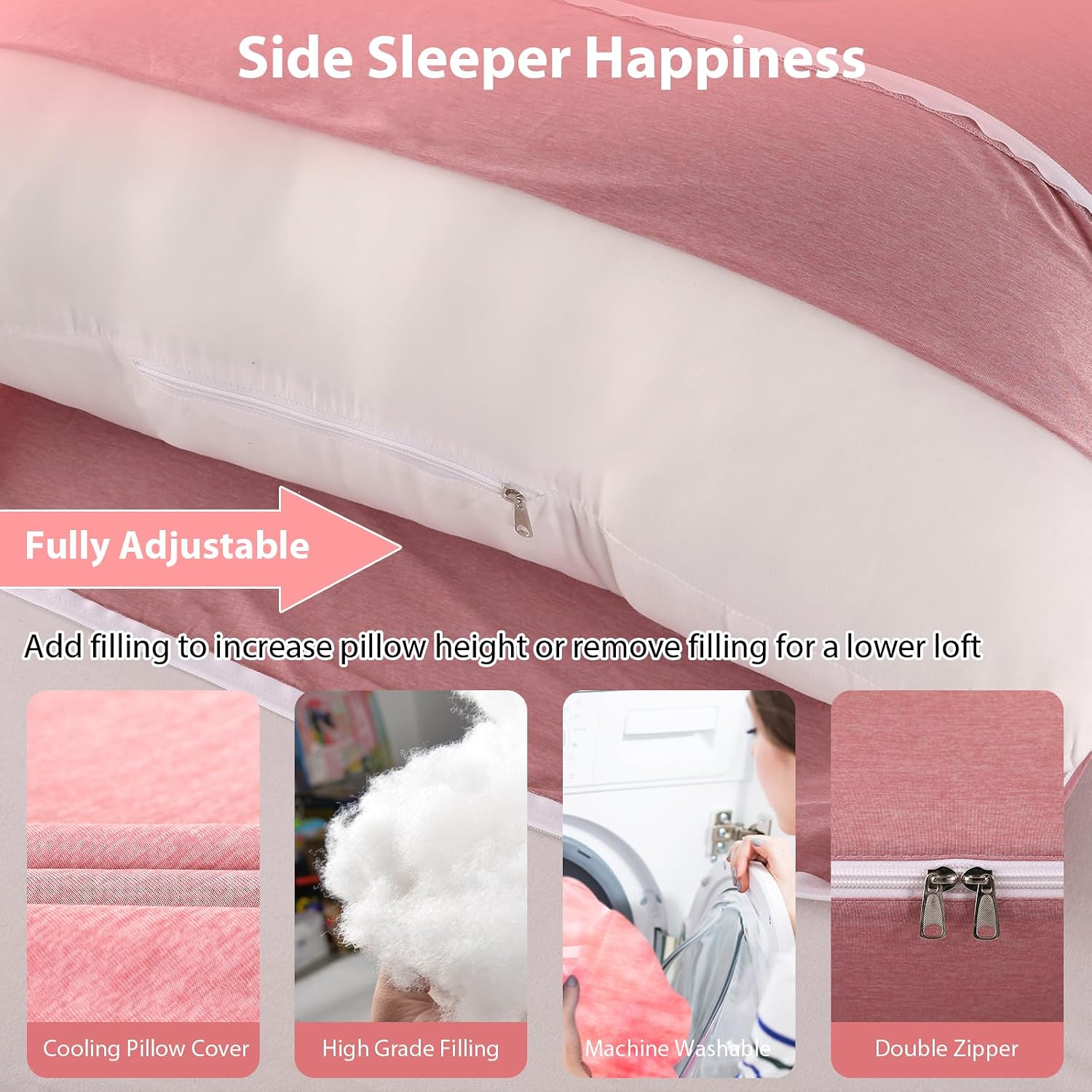 BATTOP Pregnancy Pillow for Sleeping, Maternity Pillow with Cooling Removable Cover, Support for Back, Legs, Belly, Hips for Pregnant…