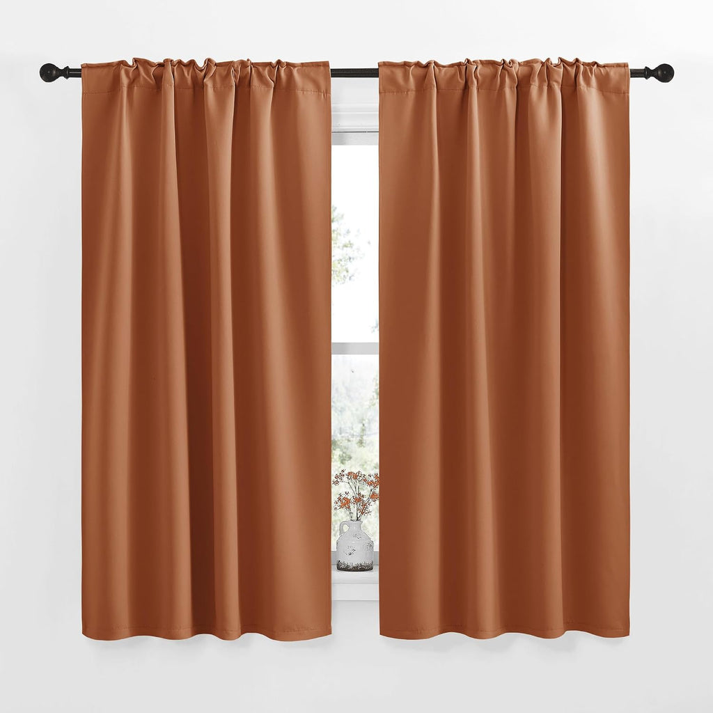 NICETOWN Blackout Curtain Panels for Living Room - (Burnt Orange Color) 42x63 Inch, 2 Panels Set, Thermal Insulated Room Darkening…