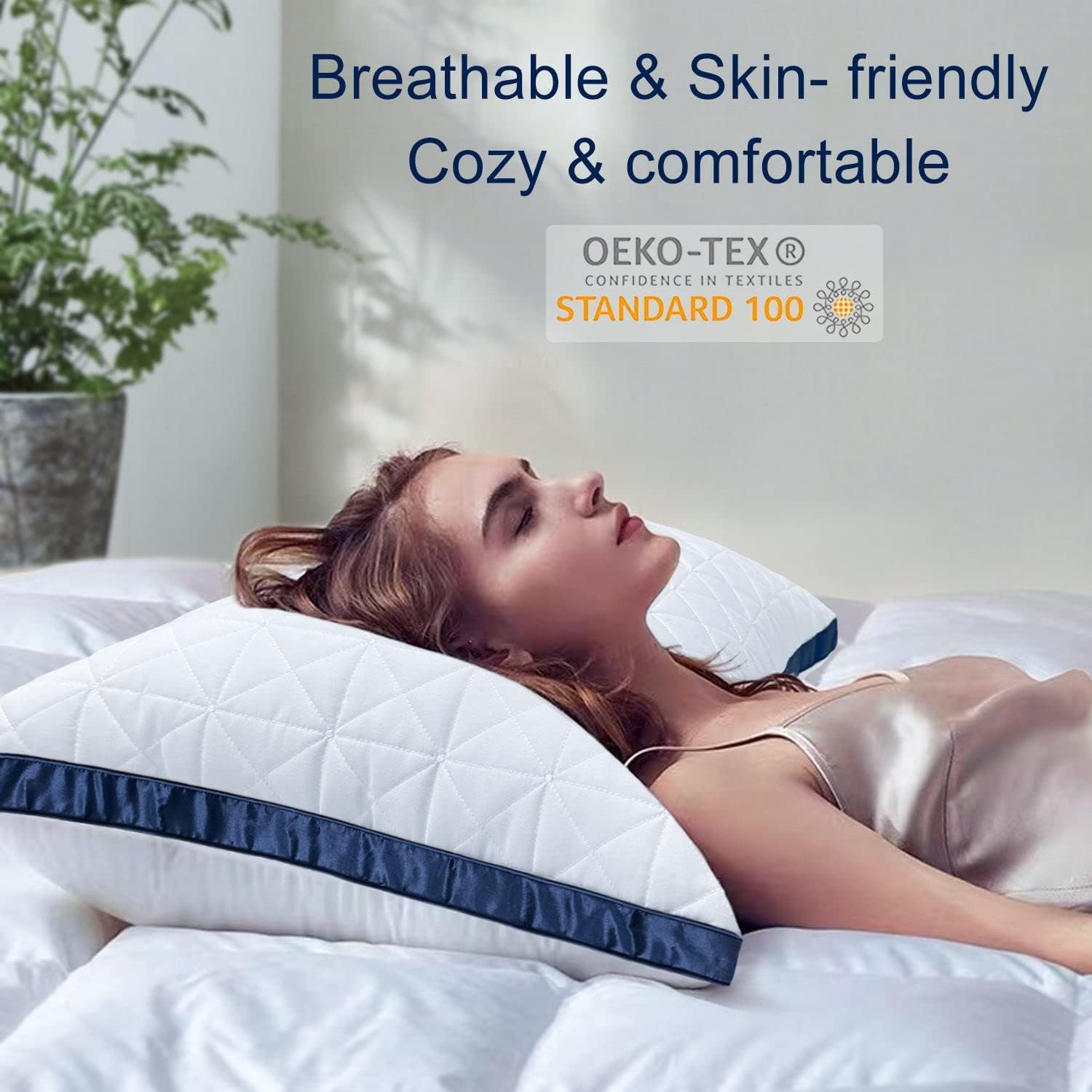 slybearsleepbetter Pillows Queen Size Set of 4, Queen Pillows 4 Pack, Cooling Hotel Luxury Pillow for Bed Sleeping, Supportive Breathable D…