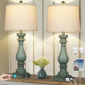 Cinkeda 29" Tall Table Lamp for Living Room Set of 2, Vintage Bedside Nightstand Lamps with USB C+A Ports & AC Outlet,3-Way Dimmable Touch…