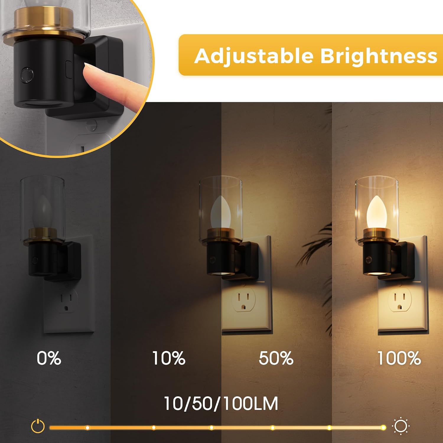 L LOHAS LED Candle Night Light, Flameless Candle Nightlight Plug in, 350°Rotating Dusk to Dawn Sensor Dimmable Night Light, Vintage…