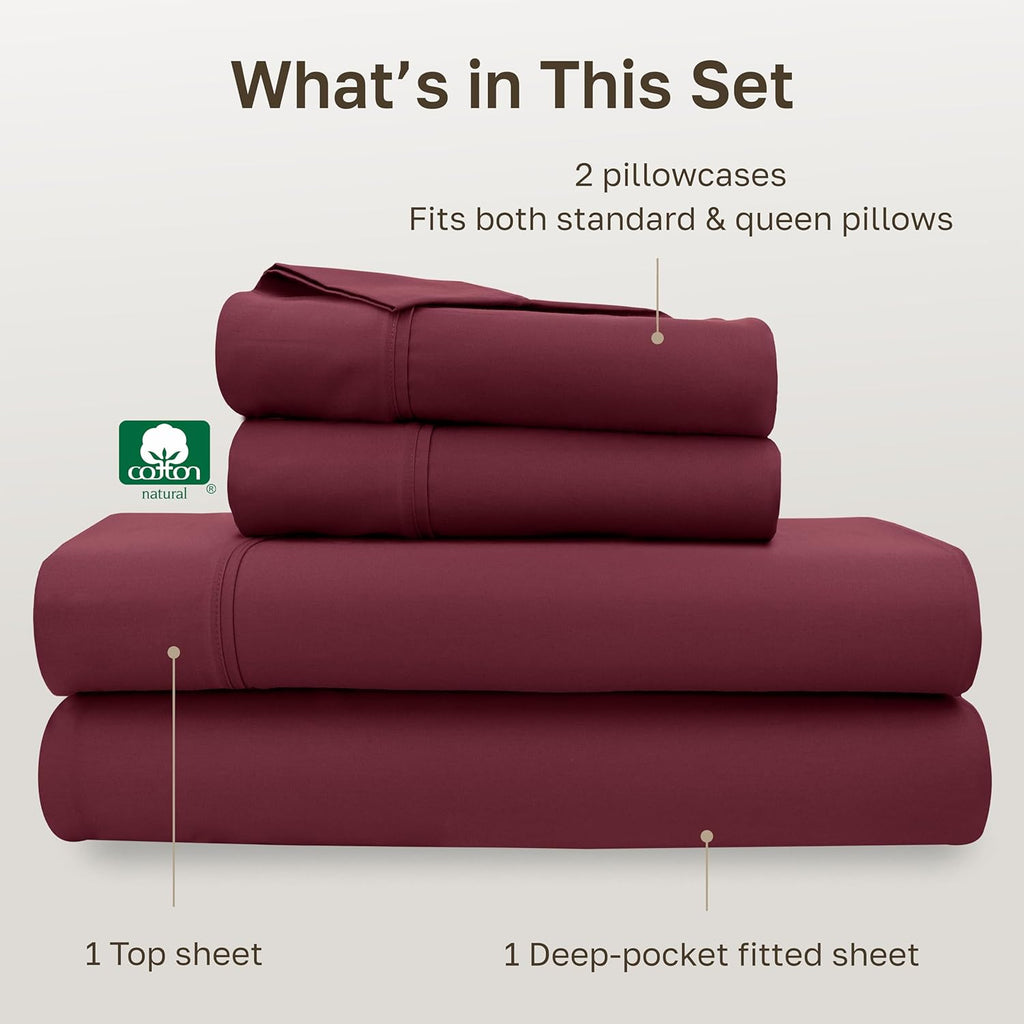 CaliforniaDesignDen California Design Den Soft 100% Cotton Queen Size Bed Sheets Set, 400 Thread Count Good Housekeeping Award Winner, Silk…