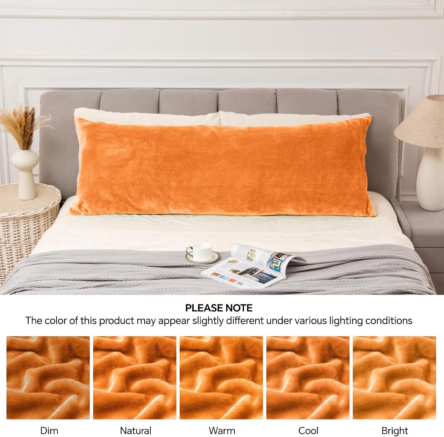 Bedelite Body Pillow Cover with Zipper Closure, Super Soft and Cozy Fleece Pillowcase 20 x 54 Inches, Luxury Fluffy Plush Long Body Pillow…