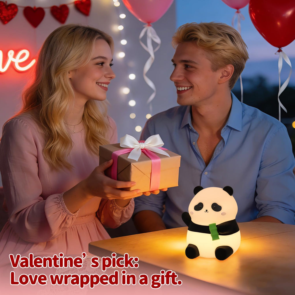 Rytinazzz Silicone Night Light for Kids, 50H Long Battery Panda Lamp, Gift for Kids, Soft Dimmable Bedside Light, Rechargeable Tap Control
