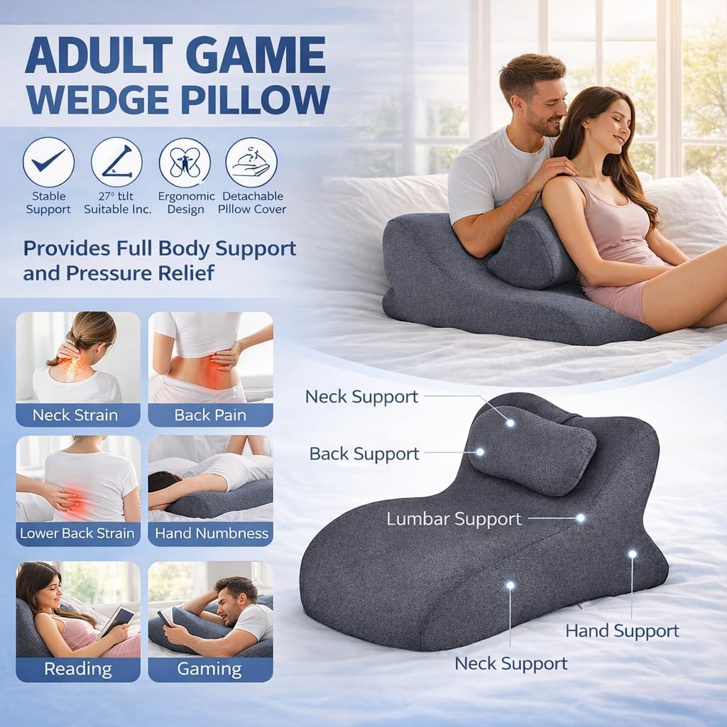 MOYEE Couples Pillow – 27° Lift Sweet Spot Wedge Cushion, Rebound Memory Foam Support for Hip, Back & Neck Comfort, Comfort & Support…