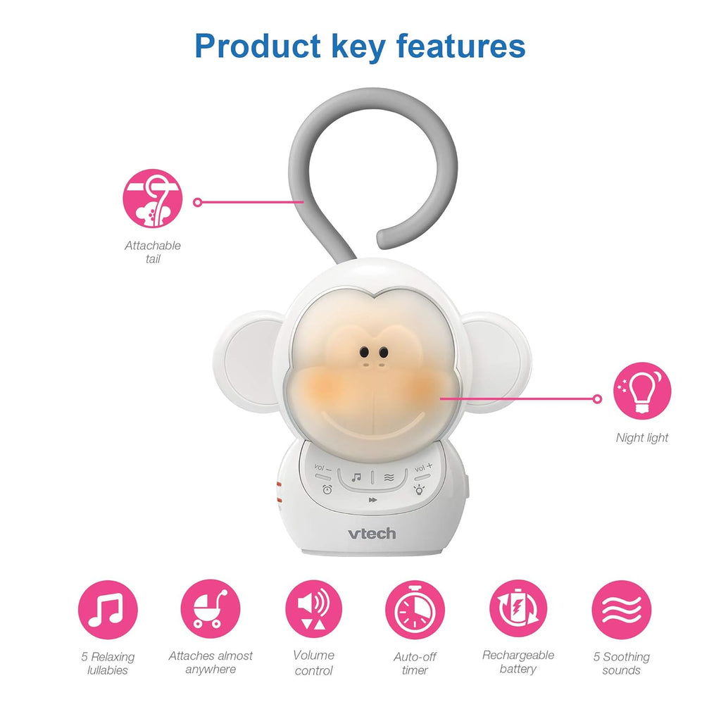 VTech Communications BC8211 Myla The Monkey Baby Sleep Soother with a White Noise Sound Machine Featuring 5 Soft Ambient Sounds, 5…