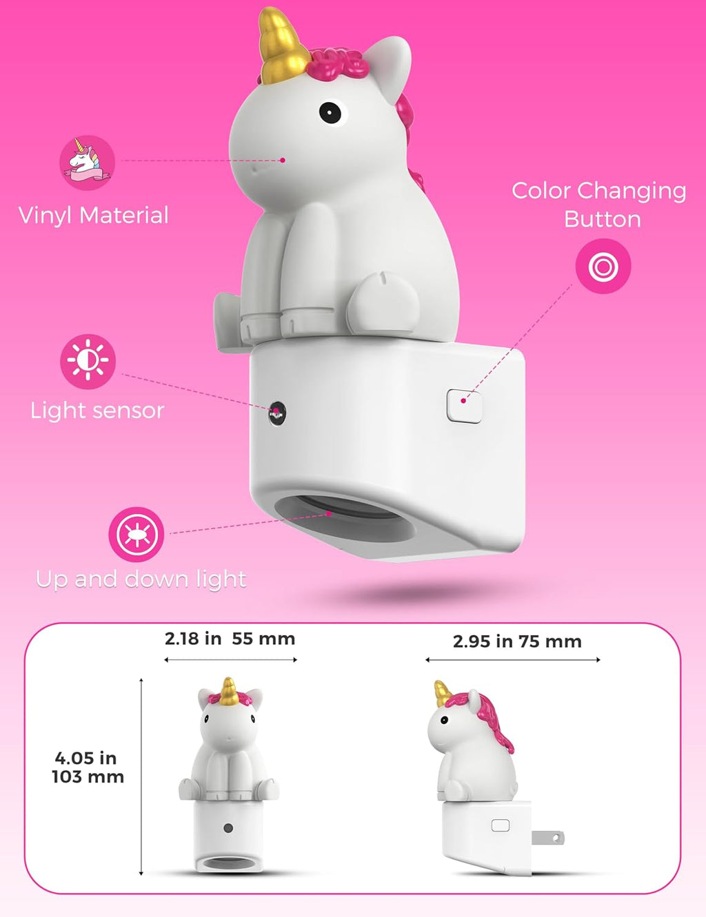 L LOHAS LED Plug-in Night Light for Kids, Cute Color Changing LED Night Light with Dusk to Dawn Sensor, Christmas, Birthday Gift…