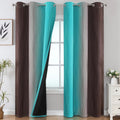 Estelartextiler Estelar Textiler Brown and Teal Room Darkening Blackout Curtains 84 Inch Length 2 Panels Set for Living Room, Thermal Insul…