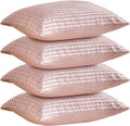 Warmdern Pink Pillow Covers King Pillow Cases Soft Microfiber Pillow Cases Set of 4 Boho Textured Pillowcase with Envelope Closure(Pink, Ki…