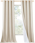 NICETOWN 100% Absolutely Blackout Linen Curtains with Thermal Insulated White Liner, 52" W, 2 PCs, Beige, 108" Long Drapes Sweep The…