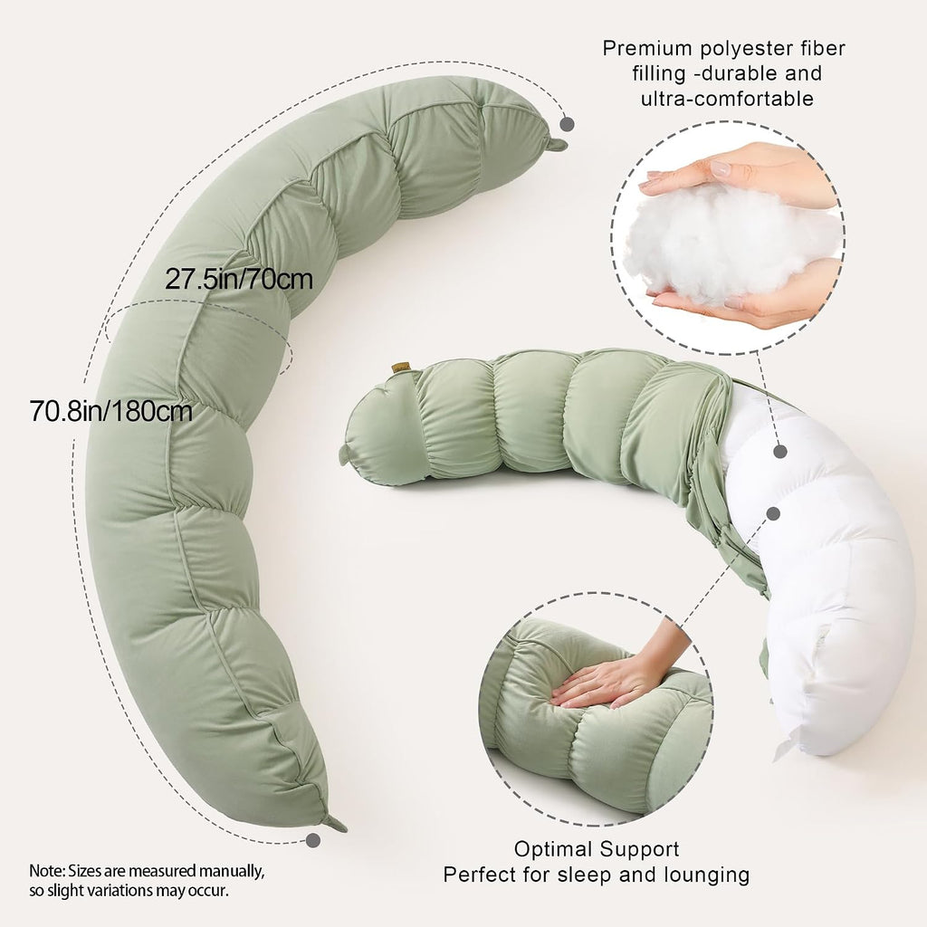 Peallow(Pat. Pend) – Long Round Body Pillow for Adults, Bolster Pillow for Sleeping, Soft and Supportive Pillow for Sleeping & Lumbar…