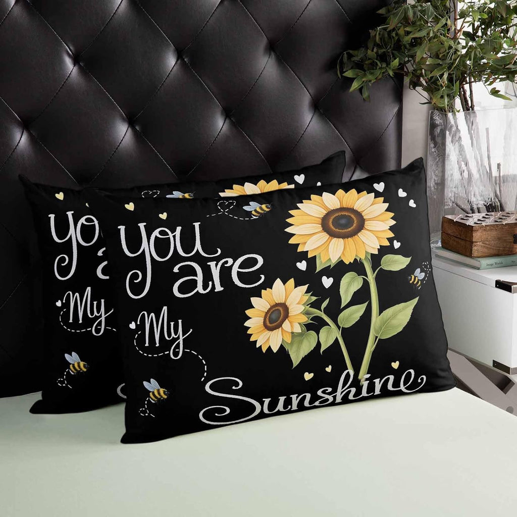 Rgaienmelw You Are My Sunshine Throw Pillow Covers Queen Size 20x30 Inches, Rectangle Decorative Pillowcase with Zipper, Yellow Sunflo…