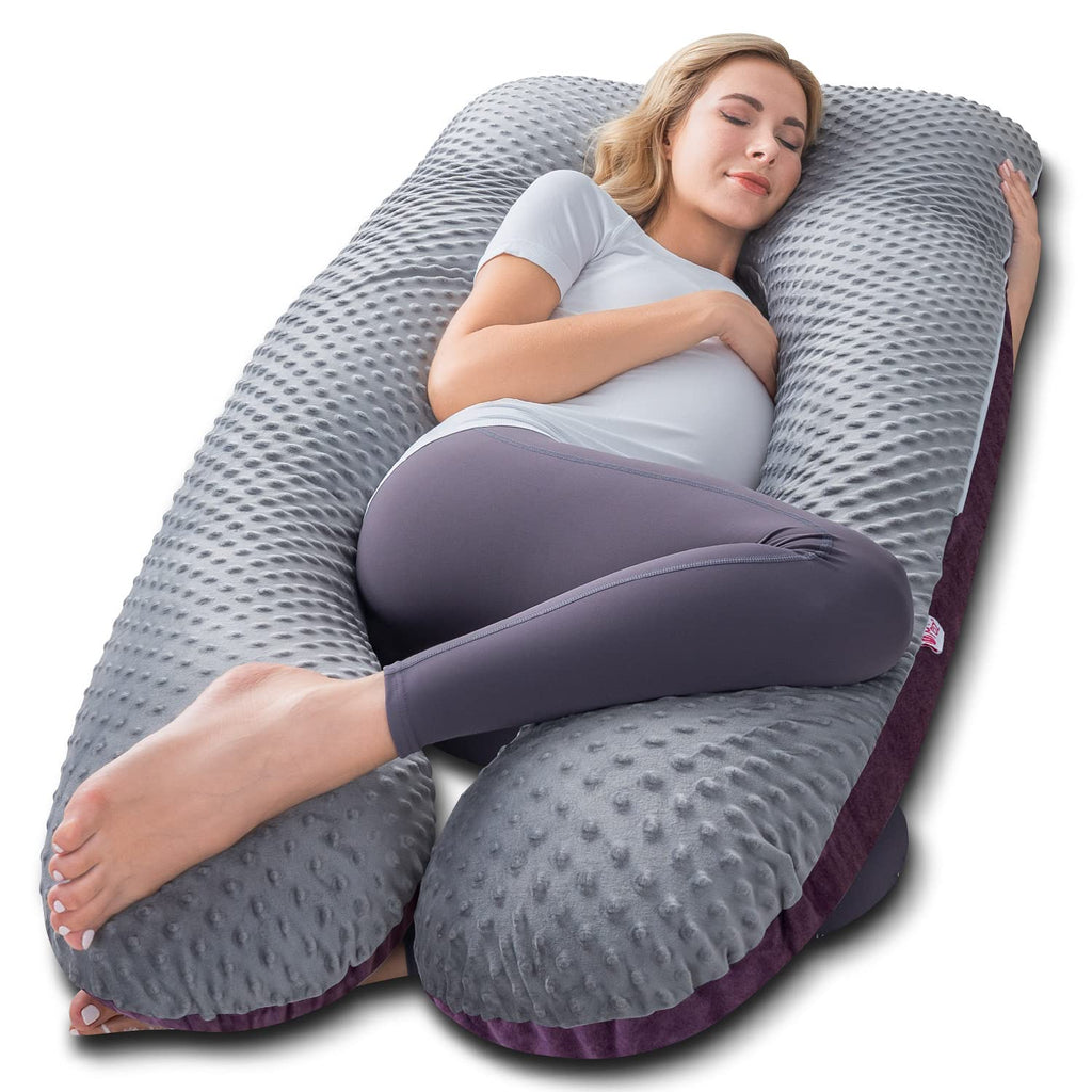 Meiz Pregnancy Pillow, Pregnancy Body Pillow, Pregnancy Pillows for Sleeping, Maternity Pillow for Pregnant Women with Velvet Cover, Grey &…