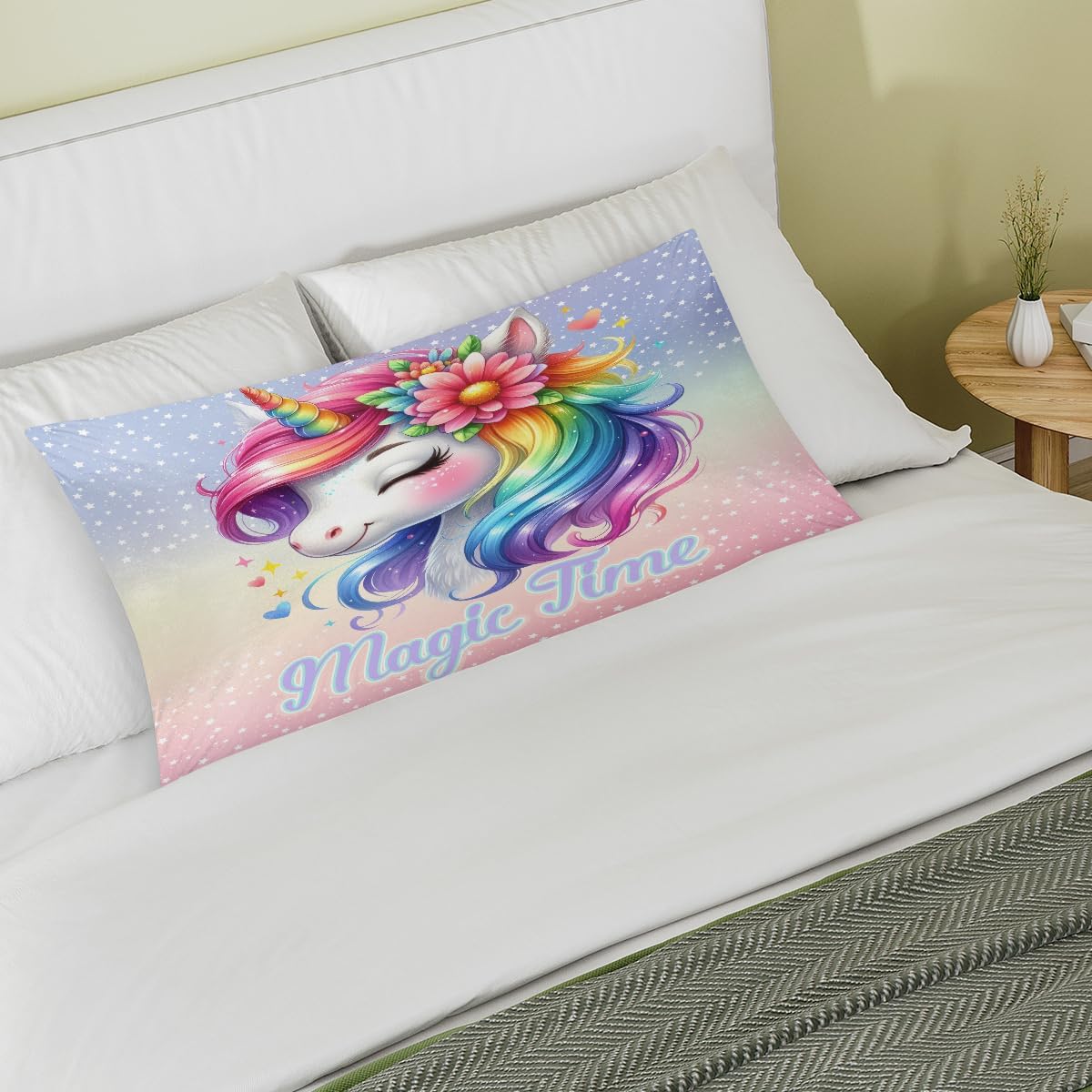 Unicorn Rainbow Animal Satin Silk Pillowcase for Hair and Skin Pillow Cases King Size Soft Silk Pillow Case with Envelope Closure Print…