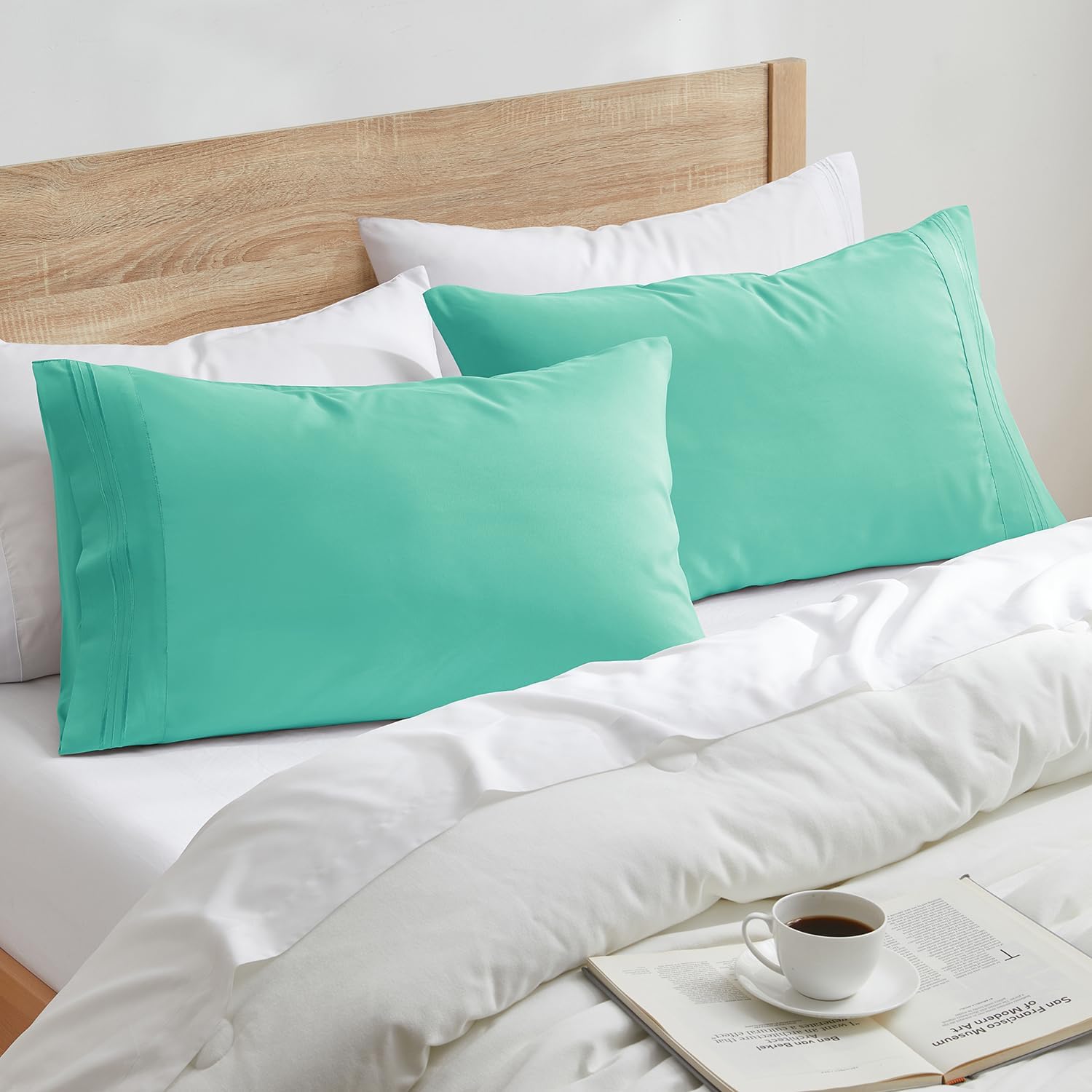 Nestl Mint King Pillow Cases 2 – Soft King Size Pillow Case, 1800 Brushed Microfiber Pillowcases, Envelope Closure Pillowcase, King Pillow…