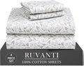 Ruvanti 100% Cotton Percale Sheets Twin Size 4 Piece Set, Cooling Bed Sheets for Hot Sleepers, Deep Pocket 16”, Breathable Lightweight & Du…