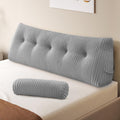 Z-Hom Large Wedge Pillow Headboard, Queen Triangular Headboard Pillow, Reading Pillow Bed with a Roll Pillow for Bed Sitting Up Sleeping, B…