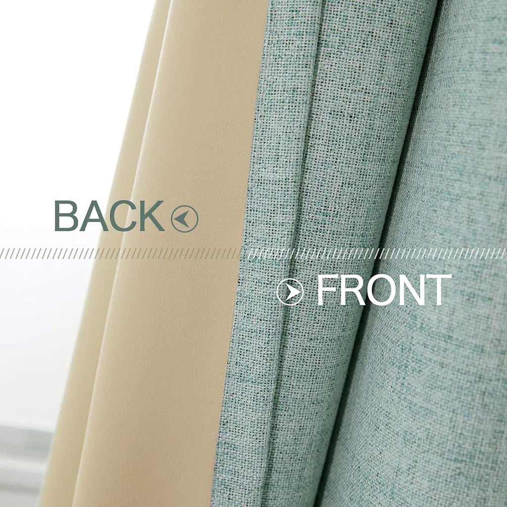 Miulee Linen Blackout Curtains and Drapes 100% Room Darken Thermal Insulated Grommet Window Panels with Coating 2 PCs W 42 x L 63 inches Se…