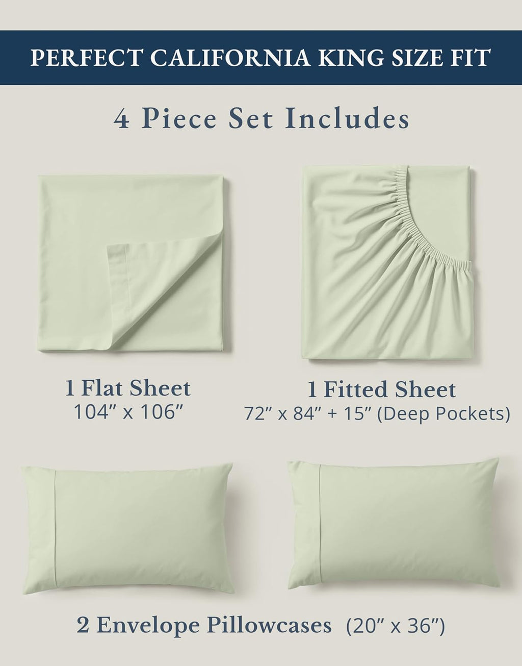 LaneLinen LANE LINEN Bedsheets California King Size Bed - 4Pc 100% Organic Cotton Cal King Bed Sheet Set, Soft Cooling Sheets, 15" Deep Poc…
