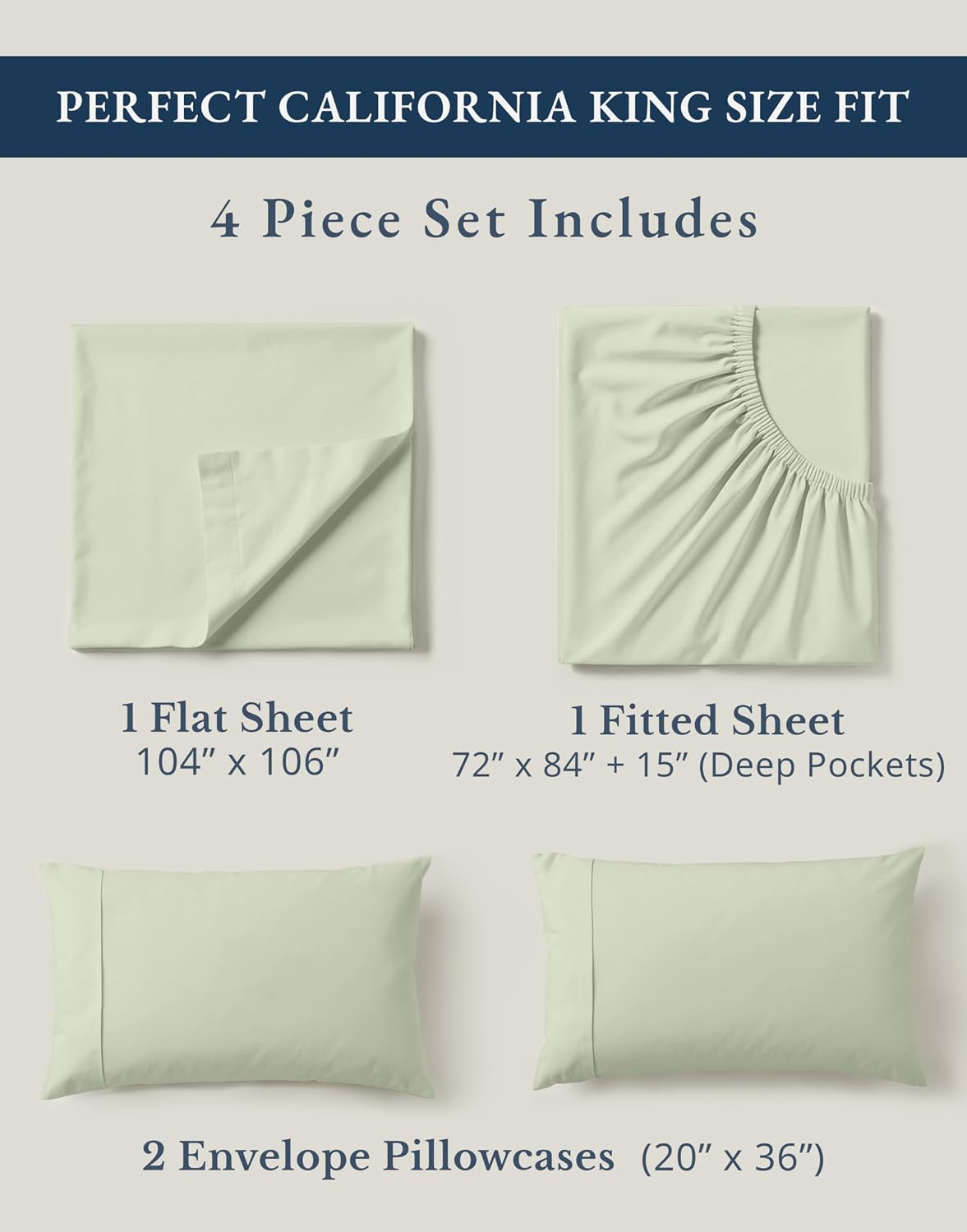 LaneLinen LANE LINEN Bedsheets California King Size Bed - 4Pc 100% Organic Cotton Cal King Bed Sheet Set, Soft Cooling Sheets, 15" Deep Poc…