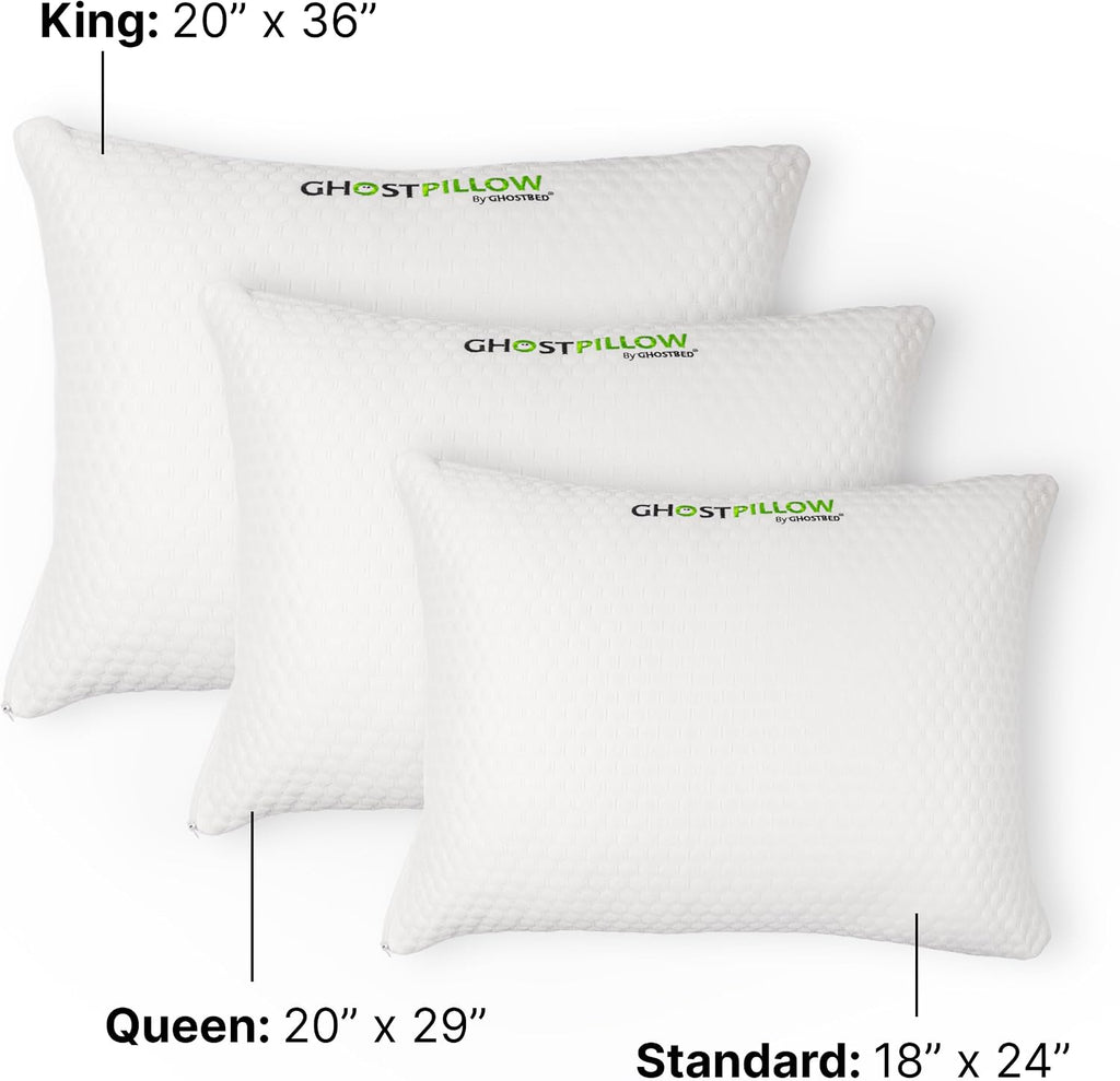 GhostBed Shredded Memory Foam Pillow with Adjustable Gel and Cooling Breathable Cover - Queen Size Shredded Pillows CertiPUR-US Certified…