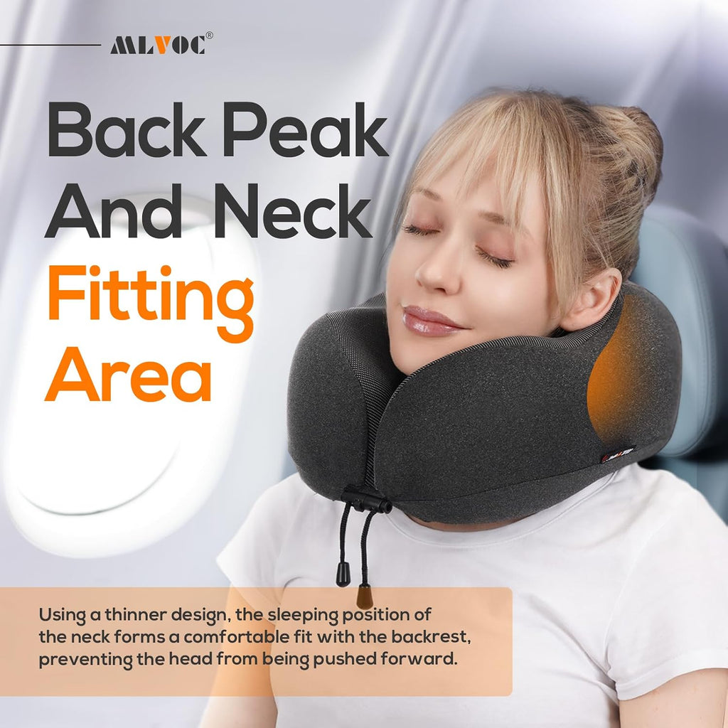 ProfessionalMemoryFoamProductsManufacturers MLVOC Neck Pillow for Traveling, Upgraded 100% Pure Memory Foam Travel Neck Pillow for Airplane…