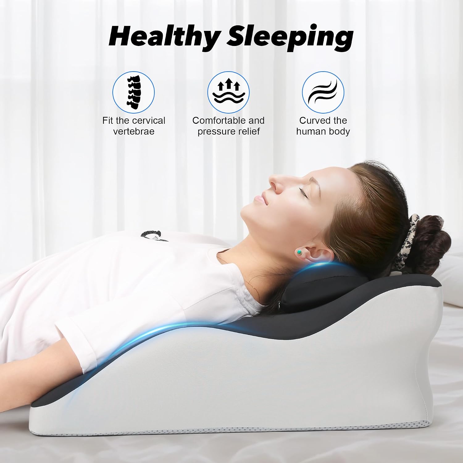 Aduken Reading Pillow for Bed, Adult Memory Foam Ergonomic Back Support Pillow for Sitting up, Prone Pillow Face Down Sleep, Wedge Pillow f…