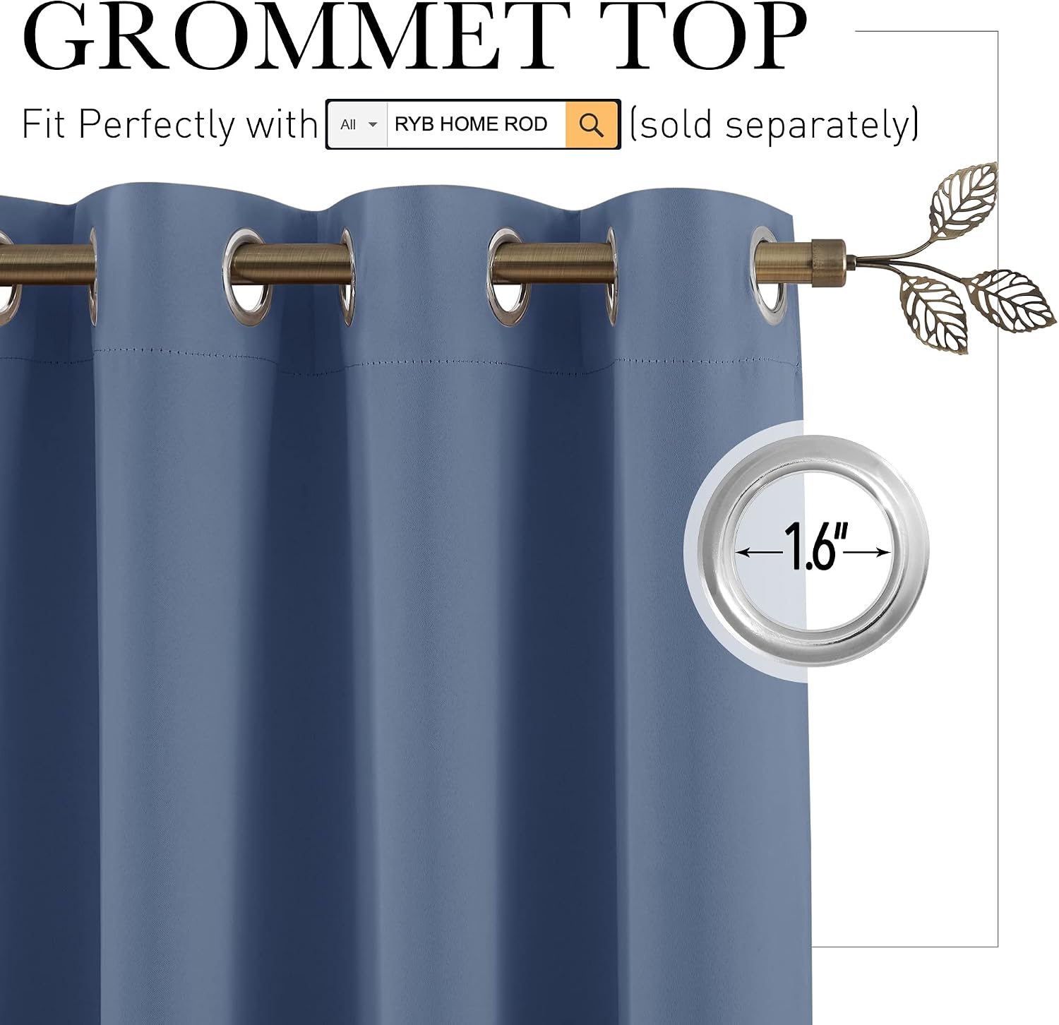 Rybhome RYB HOME Extra Wide Curtain for Room Divider, Blackout Privacy Soundproof Curtains for Large Window Shared Bedroom Apartment Backdr…