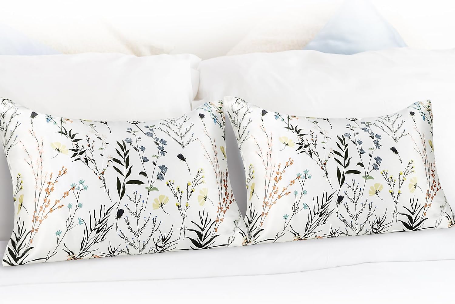 MANSPHIL Farmhouse Silk Pillowcase King Size, Printed 22 Momme Mulberry Silk Top with Satin Underside Pillowcase for Hair and Skin…