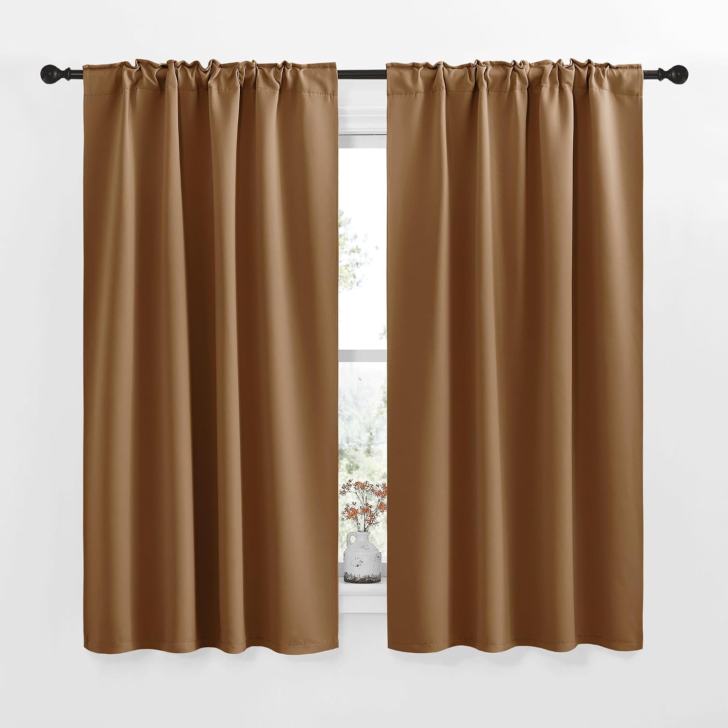 NICETOWN Blackout Curtain Panels for Living Room - (Gold Brown Color) 42x63 Inch, 2 Panels Set, Thermal Insulated Room Darkening Blackout…
