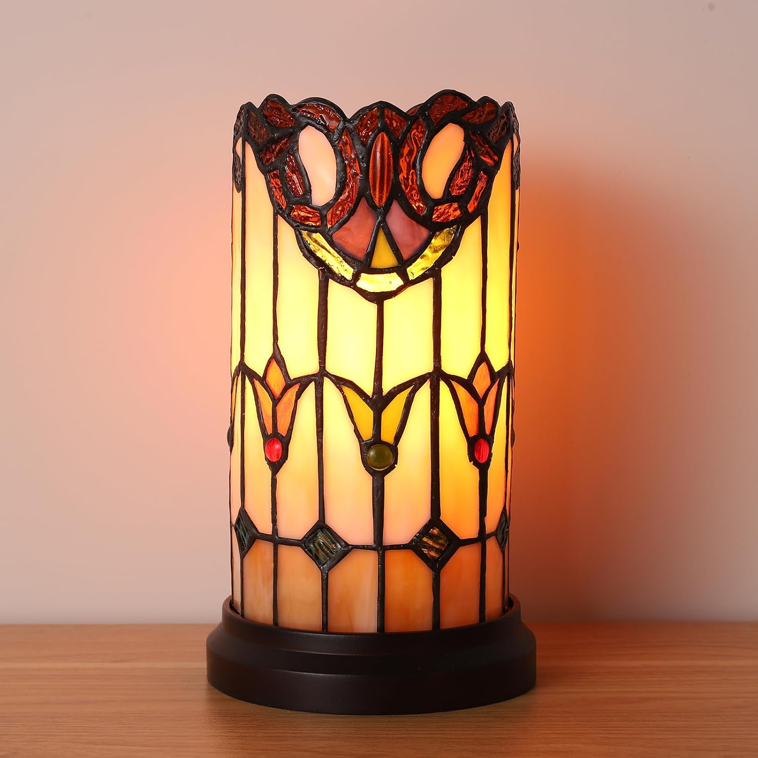 Tiffany Style Table Lamp For Bedroom Blue Dragonfly Stained Glass Nightstand Bedside Night Lamp Party Light Hand-made Art Home Deco…