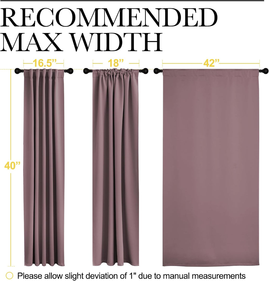 NICETOWN Blackout Curtain Panels for Living Room - (Dry Rose Color) 42x40 inch, 2 Panels Set, Room Darkening Blackout Drapes for Window