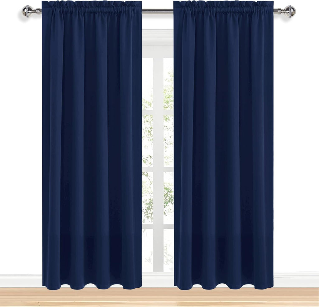 Dwcn Navy Blue Blackout Curtains for Living Room 84 Inch Length 2 Panels Set, Window Drapes Thermal Insulated Room Darkening Rod Pocket Cur…