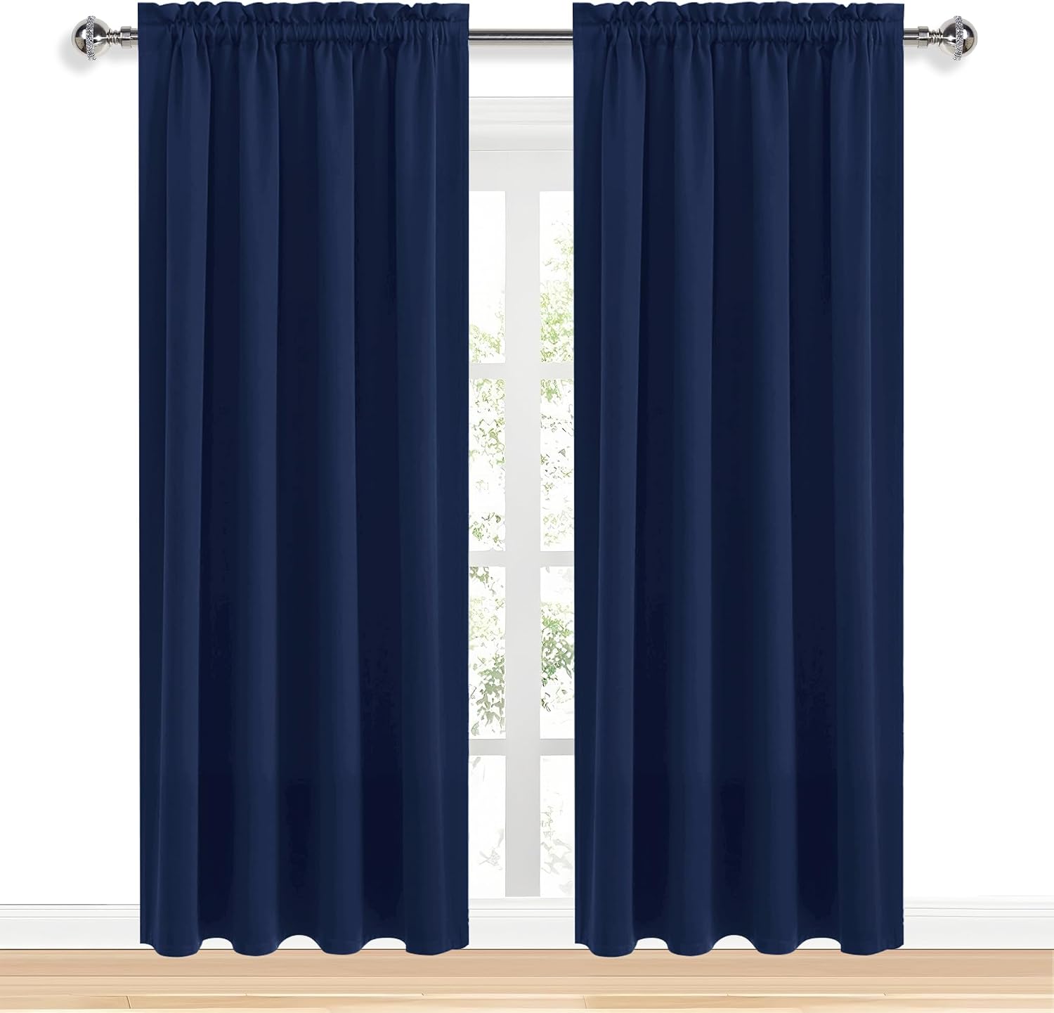 Dwcn Navy Blue Blackout Curtains for Living Room 95 Inch Length 2 Panels Set, Window Drapes Thermal Insulated Room Darkening Rod Pocket Cur…