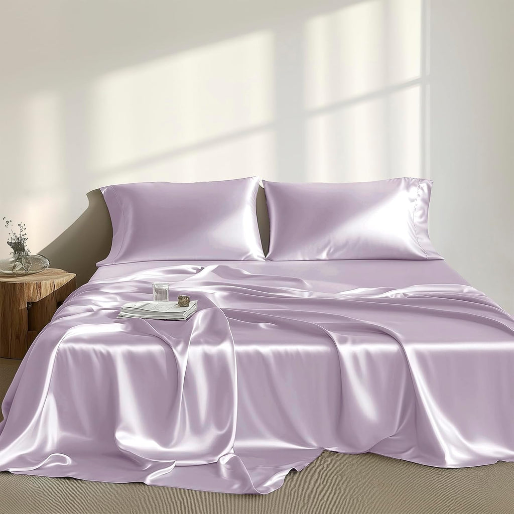 Madisonpark Madison Park Satin Sheets Twin Size, Luxurious Silky Bed Sheets, Elastic 14" Pocket fits up to 16" Mattress, Wrinkle-Free, Soft…