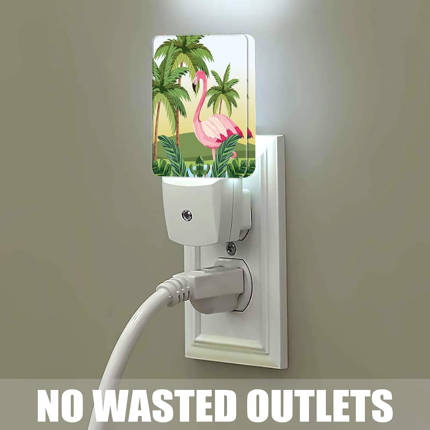 Tropical Flamingo Cartoon Night Light, Dusk to Dawn Smart Sensor Nightlight for Bedroom Bathroom Kitchen Hallway Stairs Hallway, Plug-in…