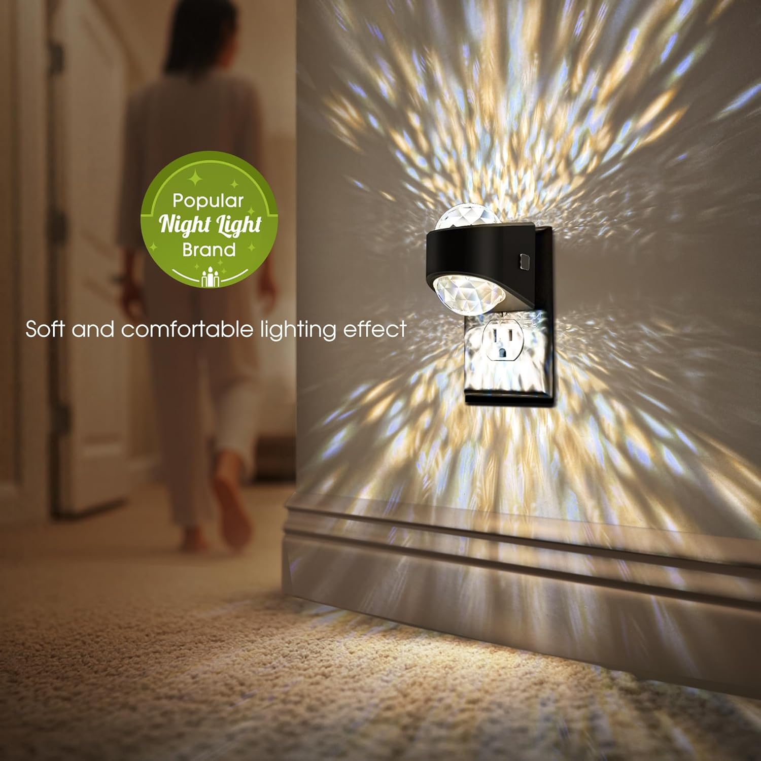 Briignite Night Light, Night Lights Plug into Wall, LED Projector Night Light, Soft White for Bedroom, Dimmable Brightness Dusk to Dawn…