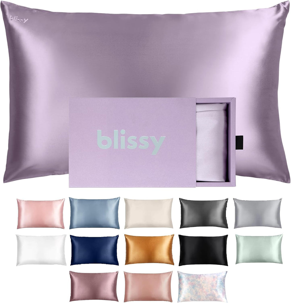 Blissy Silk Pillowcase - 100% Pure Mulberry Silk - 22 Momme 6A High-Grade Fibers - Silk Pillow Cover for Hair & Skin - Regular, Queen &…