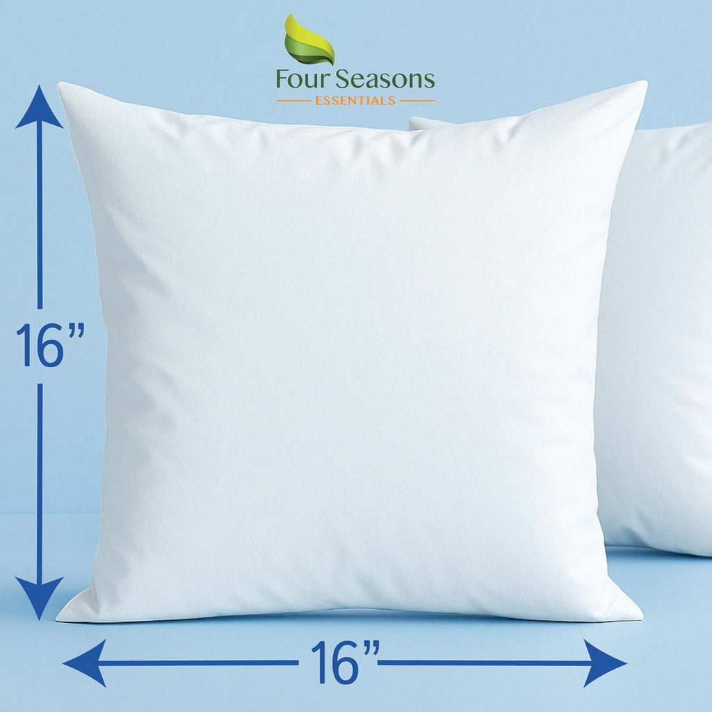 Euro Size Pillow Protectors (Set of 2) - European Square 16x16 Pillow Covers Waterproof Hypoallergenic Dust Proof Zippered Encasement