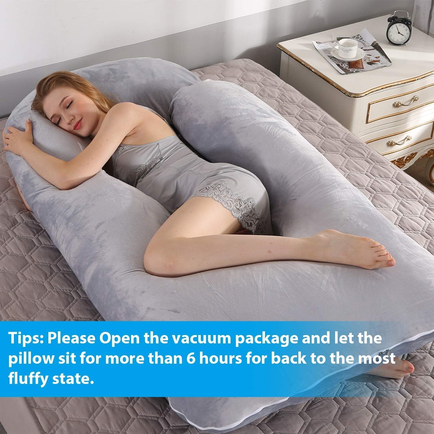U-Shaped Full Body Pregnancy Pillow for Sleeping – 57" Maternity Pillow with Removable Cover, Support for Back, Legs, Belly & Hips…