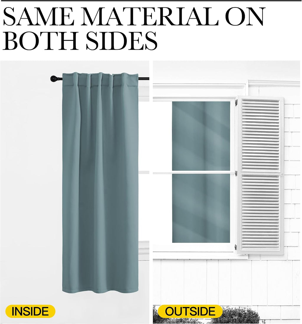 NICETOWN Window Treatment Curtains Room Darkening Drapes - (Greyish Blue Color) 42 Width X 40 Drop Each Panel, 2 Panels Set, Curtains and…