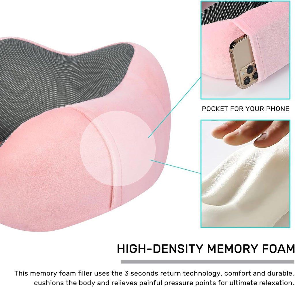Urnexttour Neck Pillow Airplane-2 Pack Memory Foam Travel Pillow, Soft Support Travel Neck Pillow for Travelling, Sleeping Rest, Car, Train…