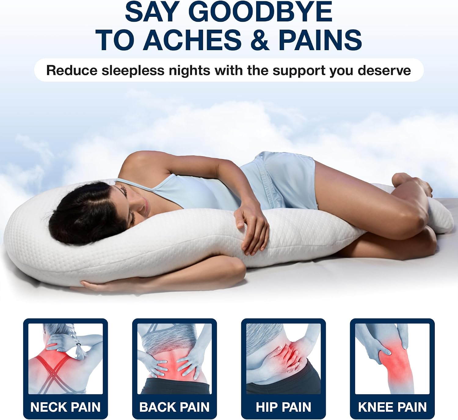 Contour Swan Original Body Pillow | Cozy, Huggable Pillow for Back, Hip, Knee, and Leg Relief | Total Comfort and Support for Side…
