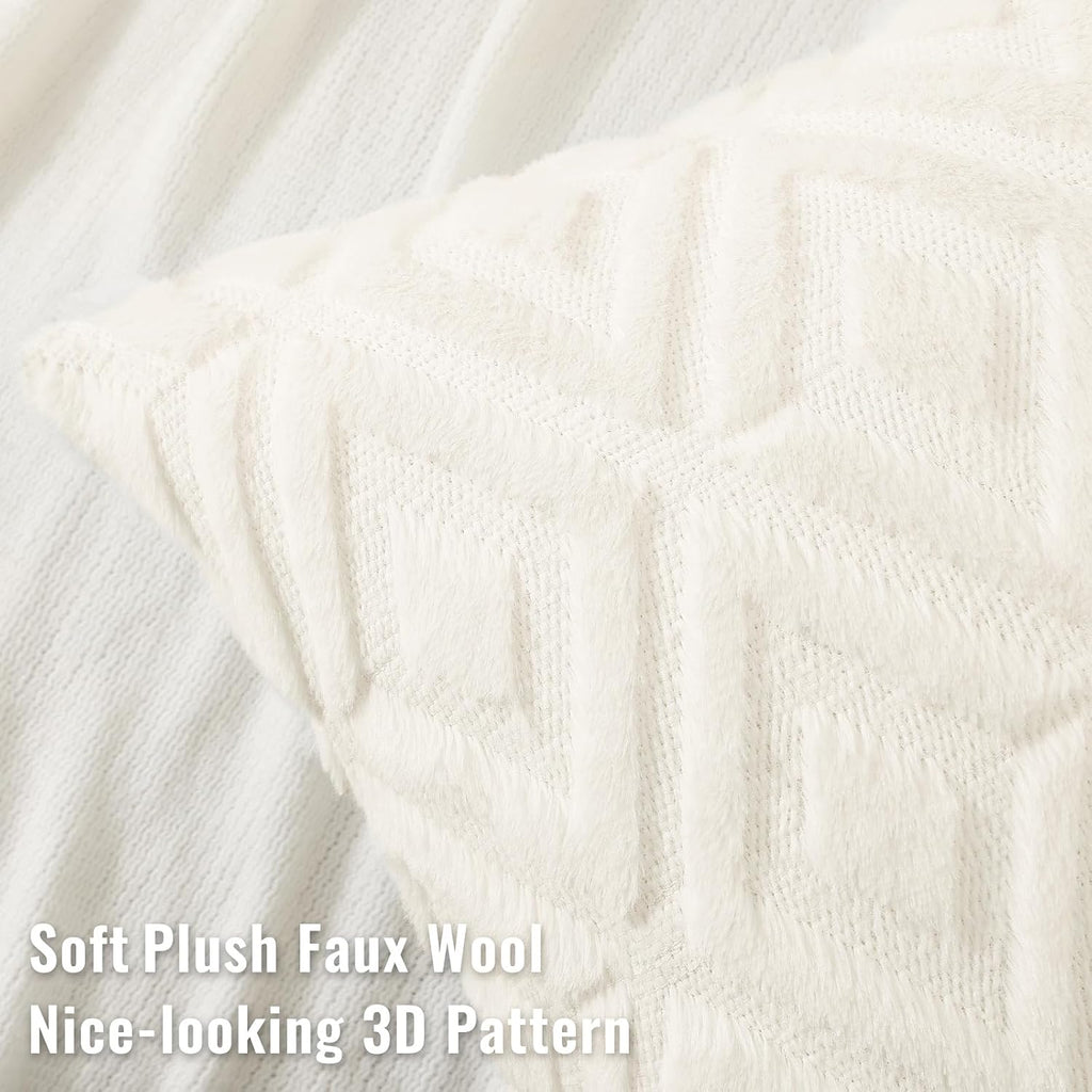 decorUhome Summer Couch Euro Sham Throw Pillow Covers 26x26 Set of 2, Decorative Soft Plush Faux Fur Wool Accent Pillow Covers for Modern F…