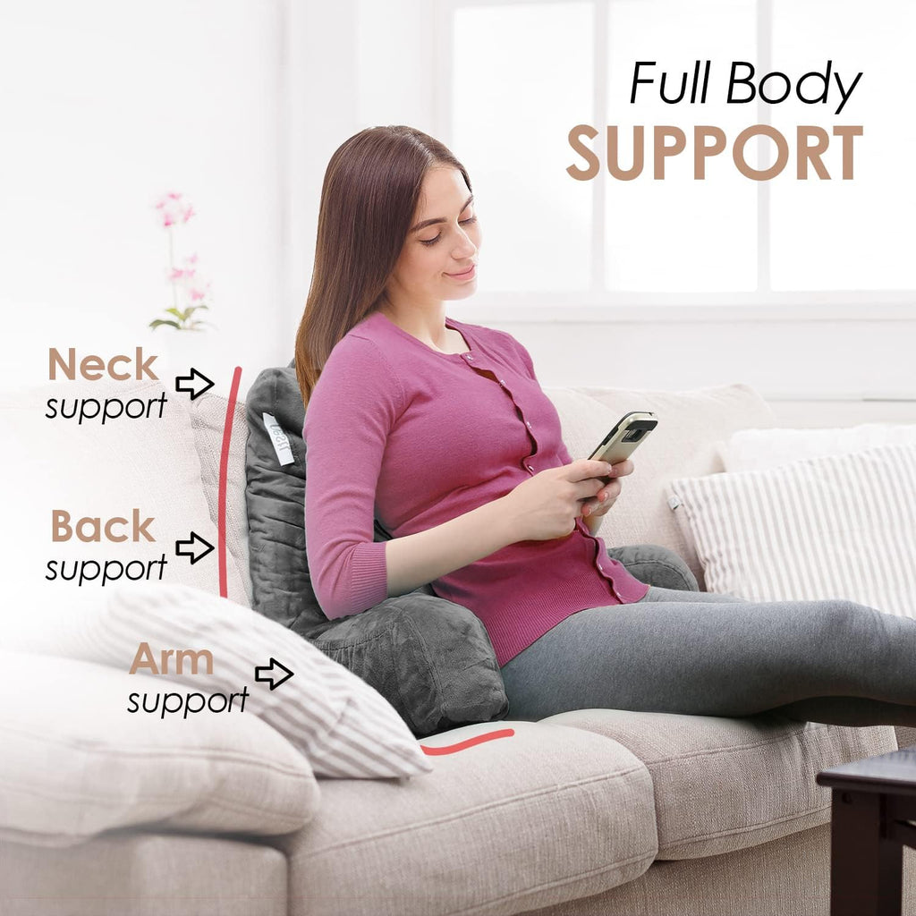 Nestl Reading Pillow with Shredded Memory Foam, Designed for Sitting Up in Bed and Couch, Back and Arms Adjustable Support for Adult &…